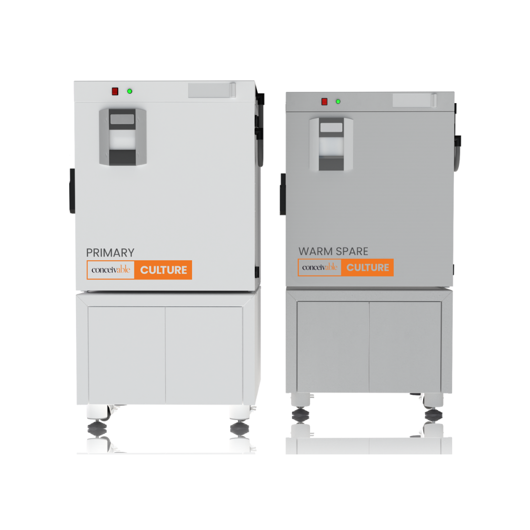 Two laboratory incubators labeled 'Primary Culture' and 'Warm Spare Culture' with digital displays and vents.