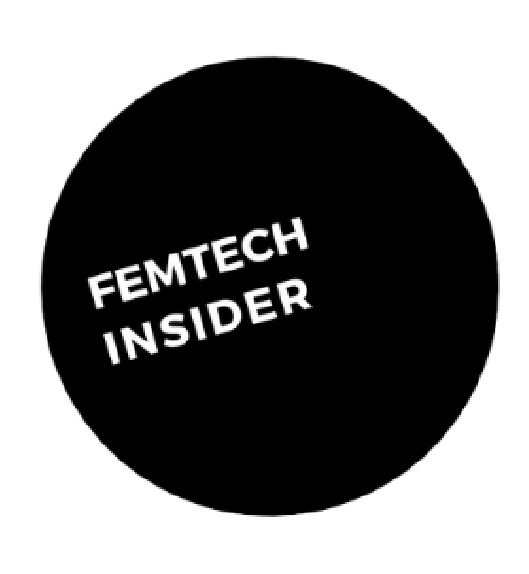 Black circular badge with white text that reads "FEMTECH INSIDER".